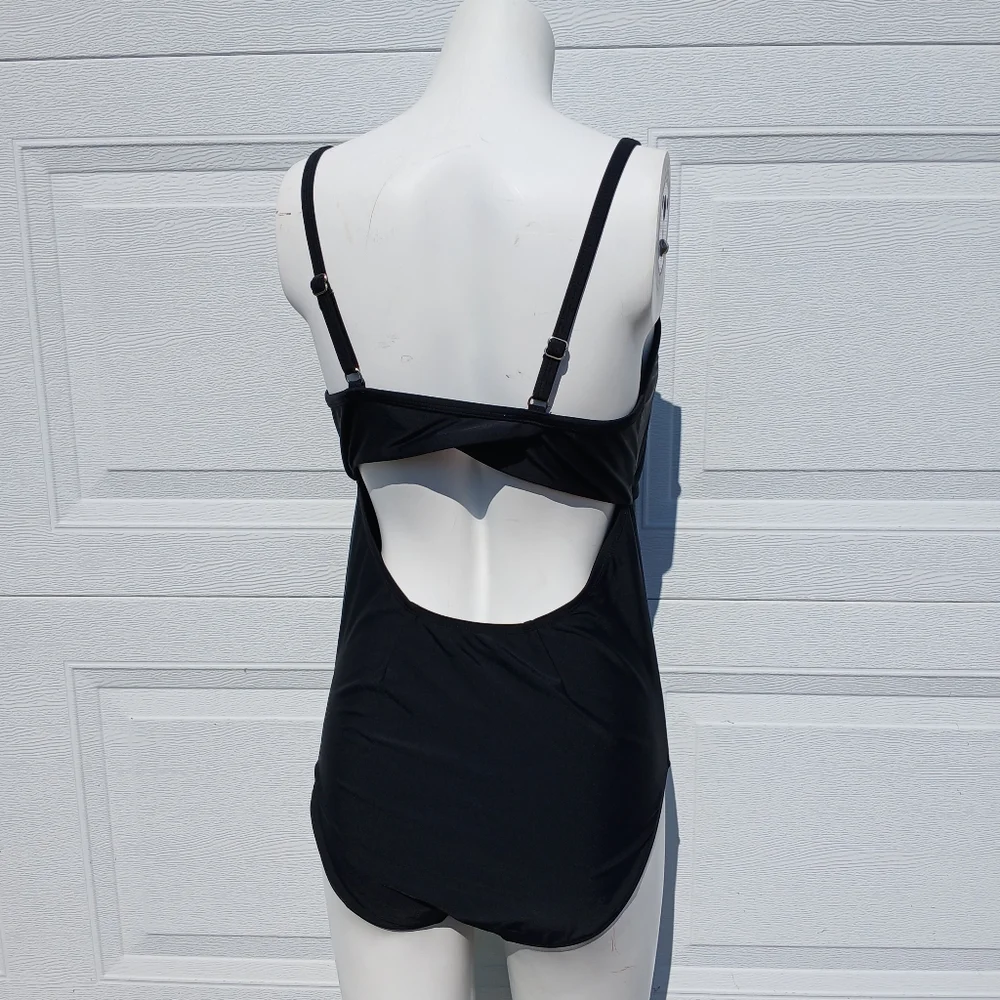 Apt. 9 Womens size M medium med Black One Piece Swimsuit Bathing Swim Suit
